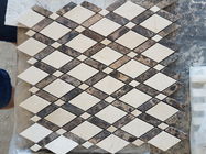 Carrara ห้องน้ำหินอ่อนสีขาว Mosaic Tile Chevron Pattern SGS Standard