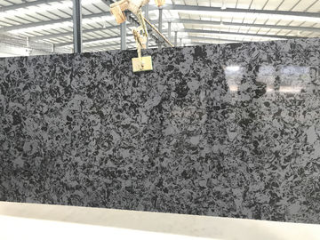 3000 X 1400mm Black Quartz Slab, ความแข็งสูงแผ่นหินแข็งเกาะควอทซ์