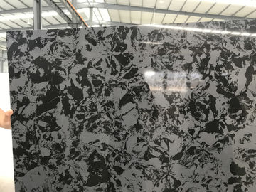 3000 X 1400mm Black Quartz Slab, ความแข็งสูงแผ่นหินแข็งเกาะควอทซ์