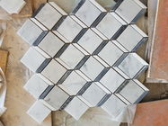 Carrara ห้องน้ำหินอ่อนสีขาว Mosaic Tile Chevron Pattern SGS Standard