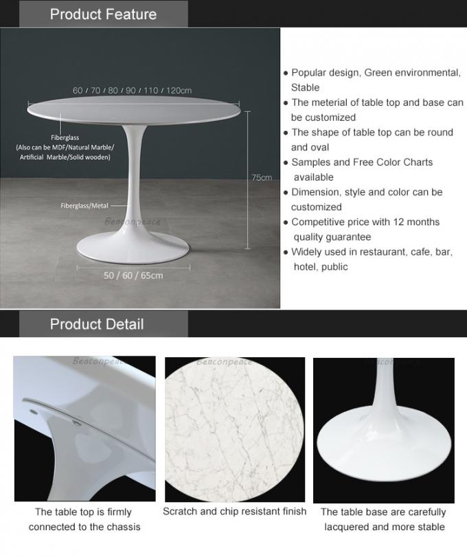 โต๊ะทานข้าวหินอ่อนสีขาวพร้อมฐานโลหะสำหรับห้องนั่งเล่น